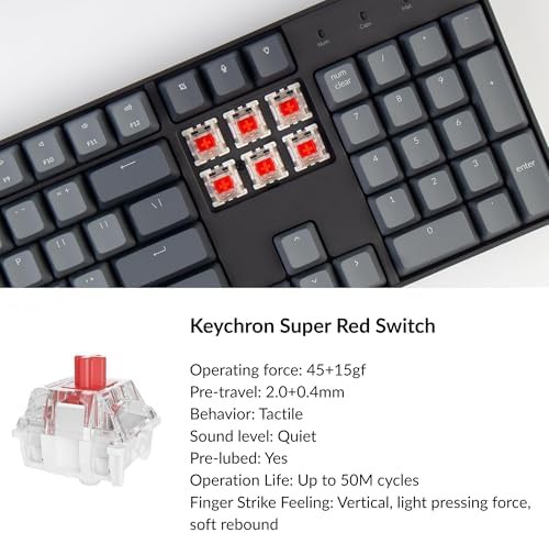 full size wireless keyboard with red switches — photo 4