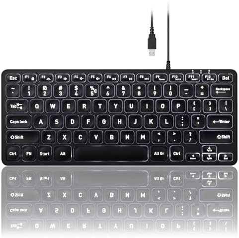 White wired mini keyboard with backlight