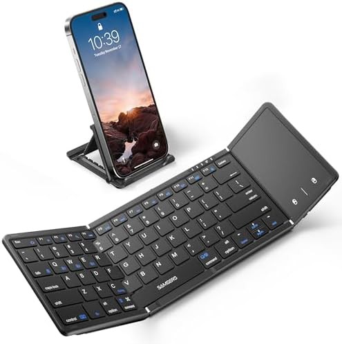 Full size foldable keyboard with large touchpad