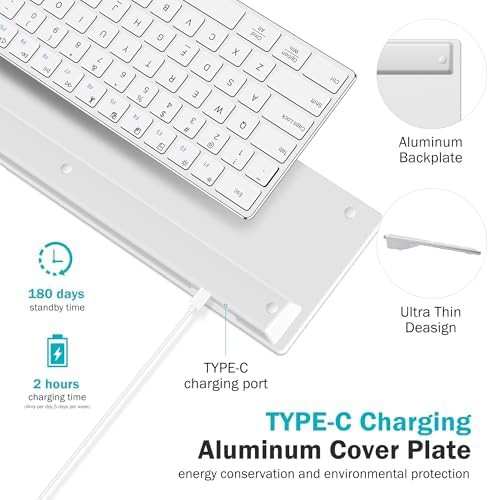 White Bluetooth keyboard with numeric keypad — photo 4