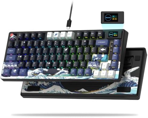 Black gasket mount keyboard with multimedia display