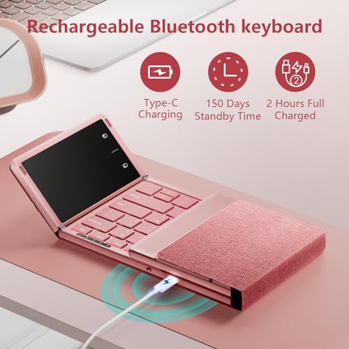 Cinnabar pink foldable bluetooth keyboard — photo 4