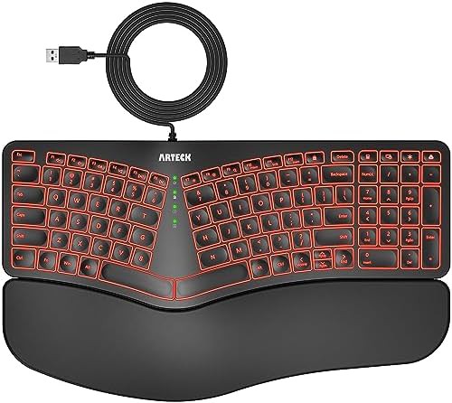 Wired split ergonomic keyboard with backlighting