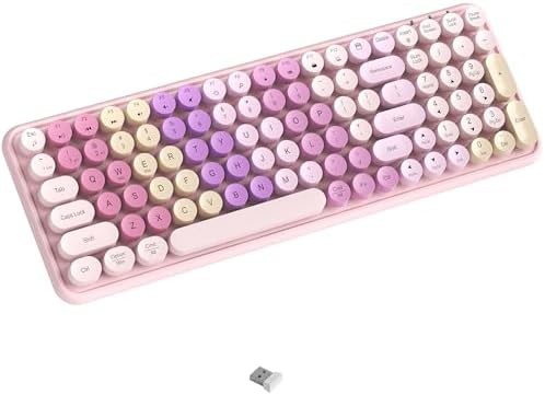 Coveva rainbow pink wireless bluetooth keyboard