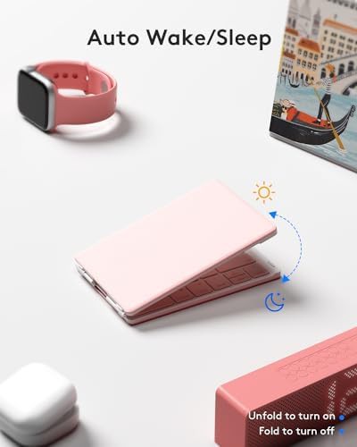 Ultra slim pink foldable wireless keyboard — photo 3