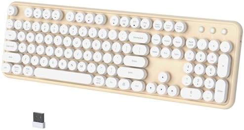 Coveva white milk-tea wireless bluetooth typewriter keyboard