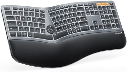Full size ergonomic keyboard with wrist rest