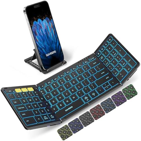 Samsers foldable wireless backlit keyboard with numeric keypad