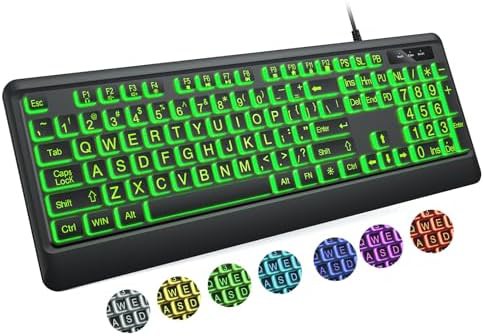 Wired large print keyboard with backlight
