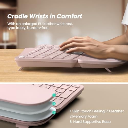 Grey and pink wireless ergonomic keyboard — photo 5
