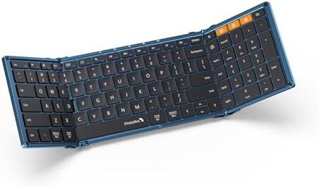 Blue full size folding wireless travel keyboard