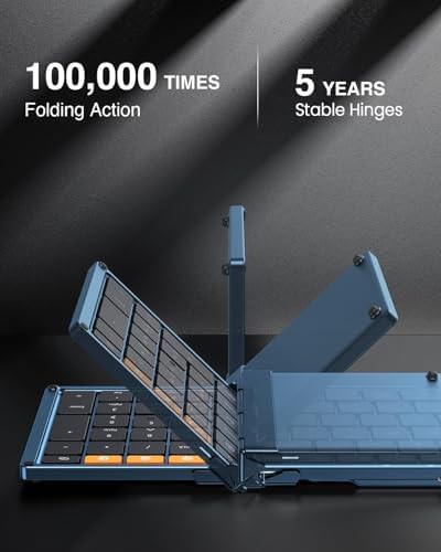 Blue full size folding wireless travel keyboard — photo 3