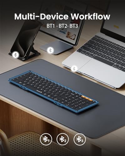 Blue full size folding wireless travel keyboard — photo 4