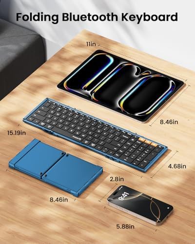 Blue full size folding wireless travel keyboard — photo 5