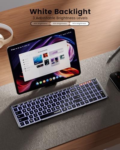 Gray backlit full size folding keyboard — photo 3