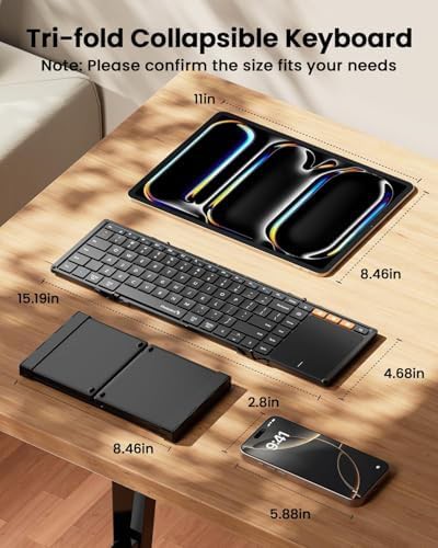 Black foldable travel keyboard with touchpad — photo 3