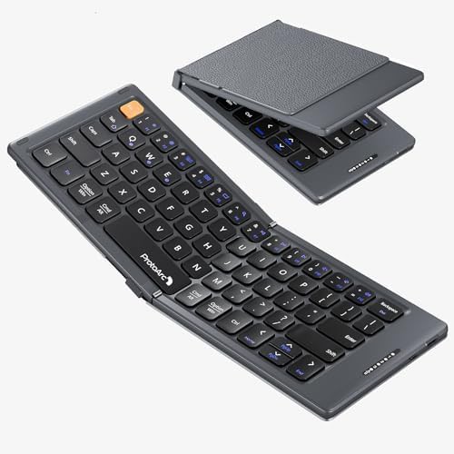 Gray wireless compact folding tablet keyboard