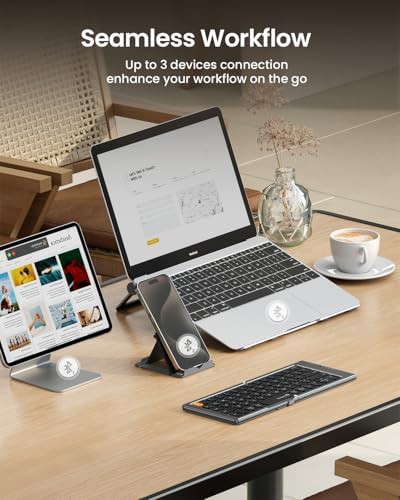 Gray wireless compact folding tablet keyboard — photo 4