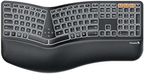 Black backlit bluetooth ergonomic full size keyboard