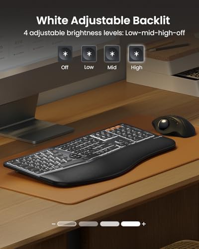 Black backlit bluetooth ergonomic full size keyboard — photo 3