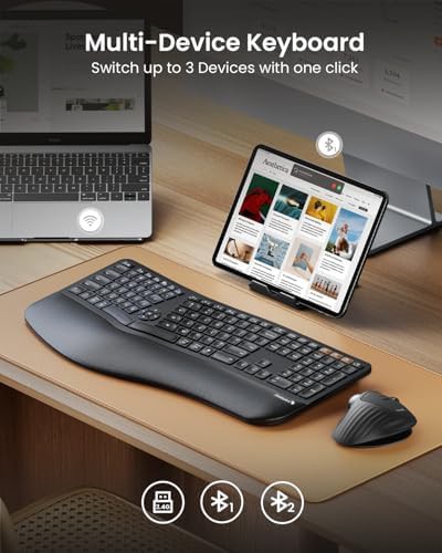 Black backlit bluetooth ergonomic full size keyboard — photo 4