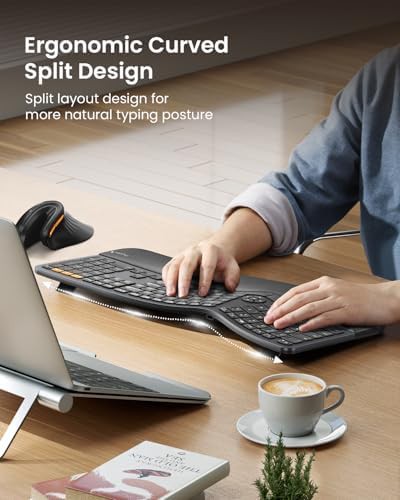 Black backlit bluetooth ergonomic full size keyboard — photo 5