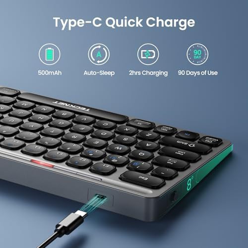 Gray rechargeable silent bluetooth keyboard — photo 3