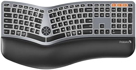 Grey backlit bluetooth ergonomic desktop keyboard