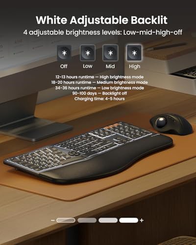 Grey backlit bluetooth ergonomic desktop keyboard — photo 3
