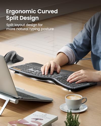 Grey backlit bluetooth ergonomic desktop keyboard — photo 5