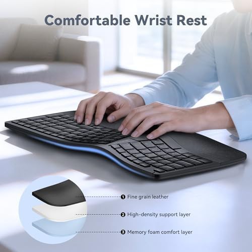 Ergonomic wireless keyboard with fabric wrist rest — photo 3