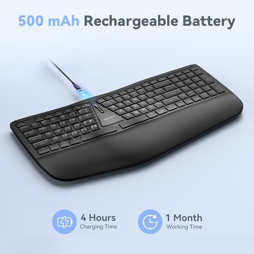 Ergonomic wireless keyboard with fabric wrist rest — photo 4