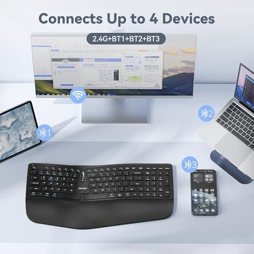 Ergonomic wireless keyboard with fabric wrist rest — photo 5