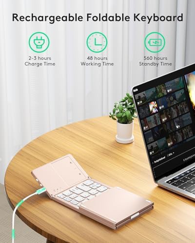 Compact foldable silent pink touchpad keyboard — photo 3