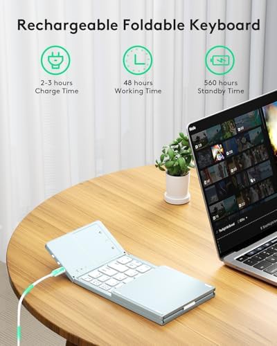Compact foldable blue travel touchpad keyboard — photo 3