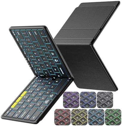 Full size backlit foldable travel keyboard