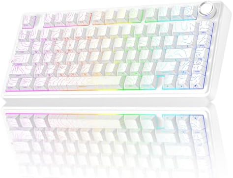White pro 75 percent keyboard with knob