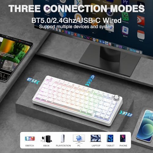White pro 75 percent keyboard with knob — photo 3
