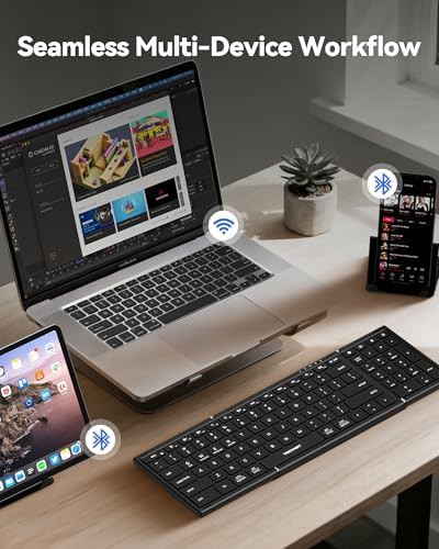 Foldable aluminum bluetooth keyboard with number pad — photo 4