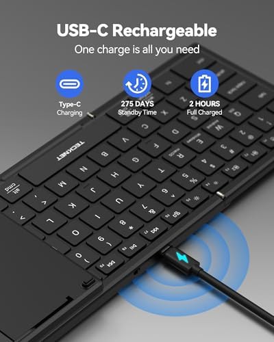 Foldable aluminum bluetooth keyboard with number pad — photo 5