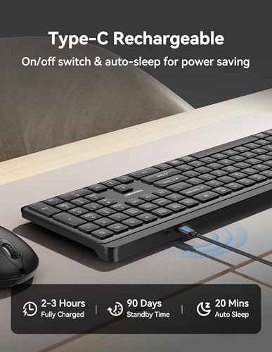 Rechargeable full size membrane wireless keyboard — photo 3