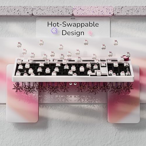 pink wireless mechanical keyboard with control knob — photo 5