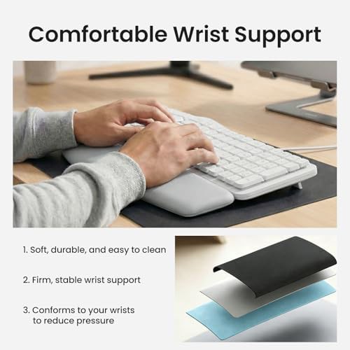 White wired ergonomic split keyboard with palm rest — photo 4