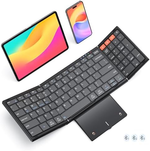 Black foldable Bluetooth keyboard with number pad