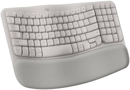 Sand ergonomic wireless wave keyboard with palm rest