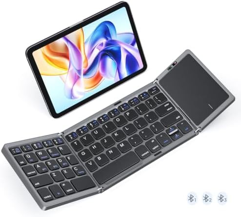 Gray foldable bluetooth touchpad keyboard